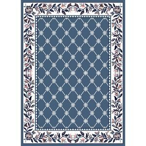 Country Blue Traditional Oriental 3x5 Area Rug Bordered Lines Persian Carpet